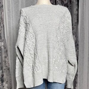 Aeropostale Light Gray Cable Knit Sweater
